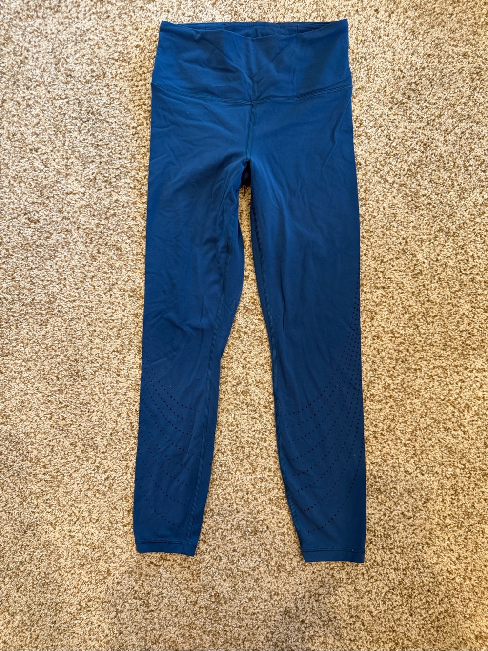 Athleta Deep Teal High-Waist Performance Leggings with Perforated Detail